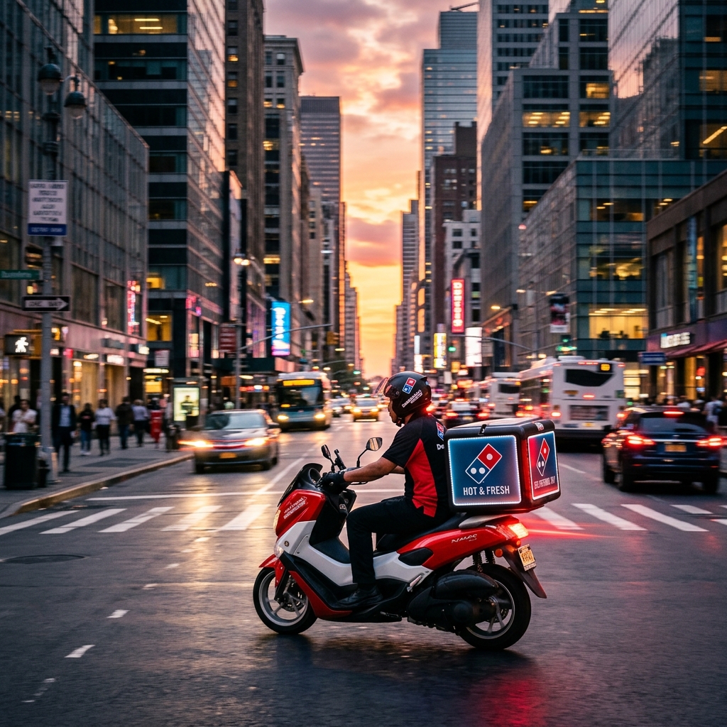 Domino's Delivery Scooter delivering pizza