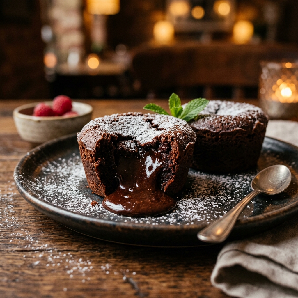 Warm Chocolate Lava Crunch Cakes Dessert